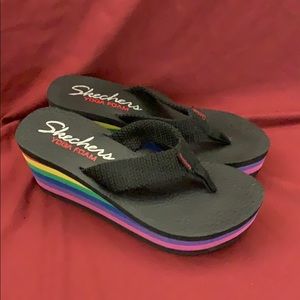 Skechers Yoga Foam Rainbow Platform Flip Flop 8